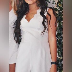 Women's Scallop Neck cream romper